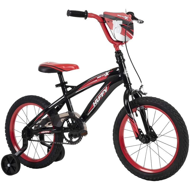 Dabdoob Huffy 16 inch Moto X Bike with Training Wheels Black