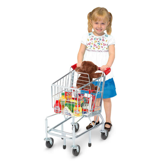 Melissa and Doug Shopping Cart Toy - Metal Grocery Wagon