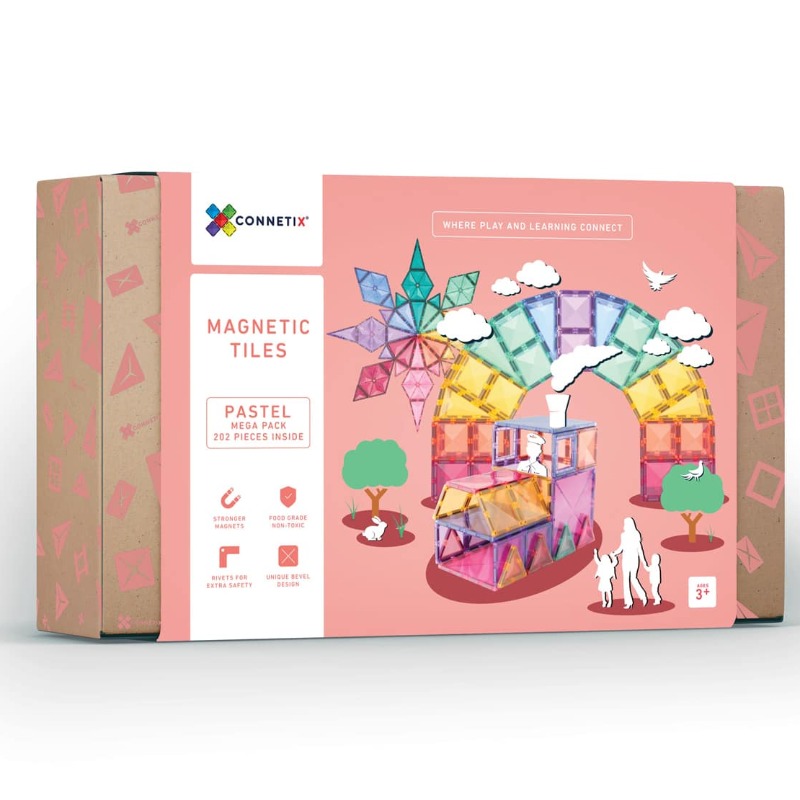 Connetix Magnetic Tiles Pastel Mega Pack - 202 Pcs